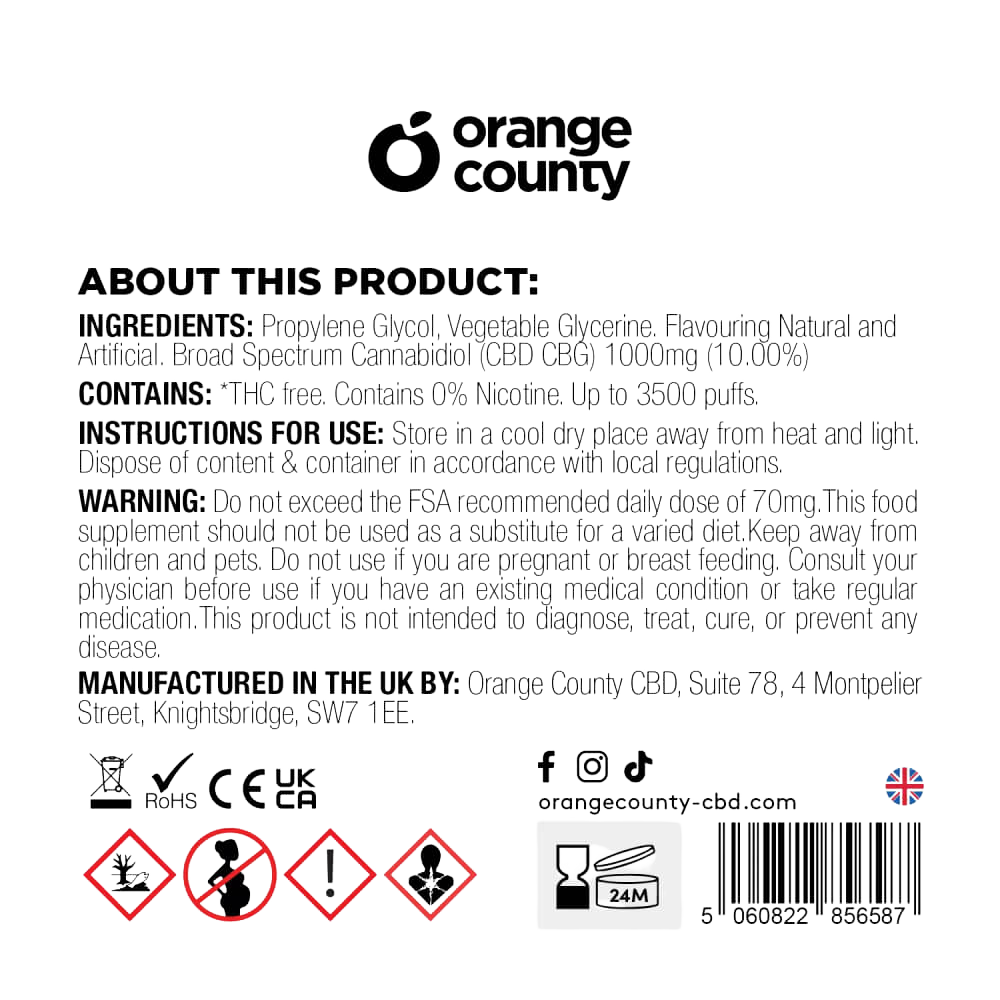 Vaper desechable CBD Y CBG blueberry 3500 puffs