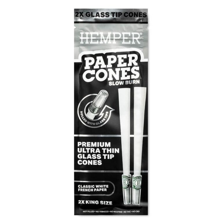 Hemper Conos de Papel Blanco Clásicos King Size con Boquilla de Cristal