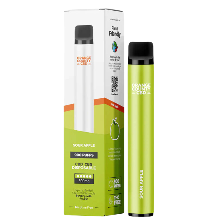 Vaper desechable 250mg CBD + 250mg CBG Manzana acida