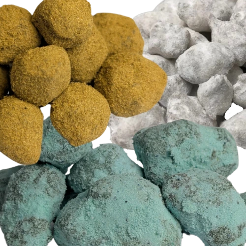 3 tipos diferentes de Moon Rock CBD, se aprecian claramente sus colores llamativos